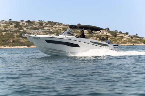 boat karnic sl702 boat in the sea, driving fast